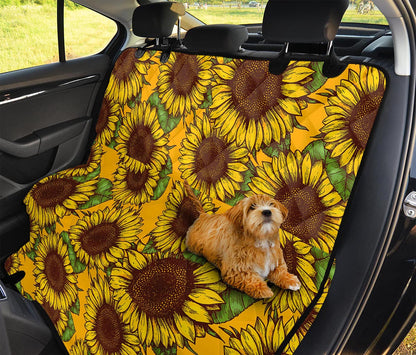 Classic Vintage Sunflower Pattern Print Pet Car Back Seat Cover