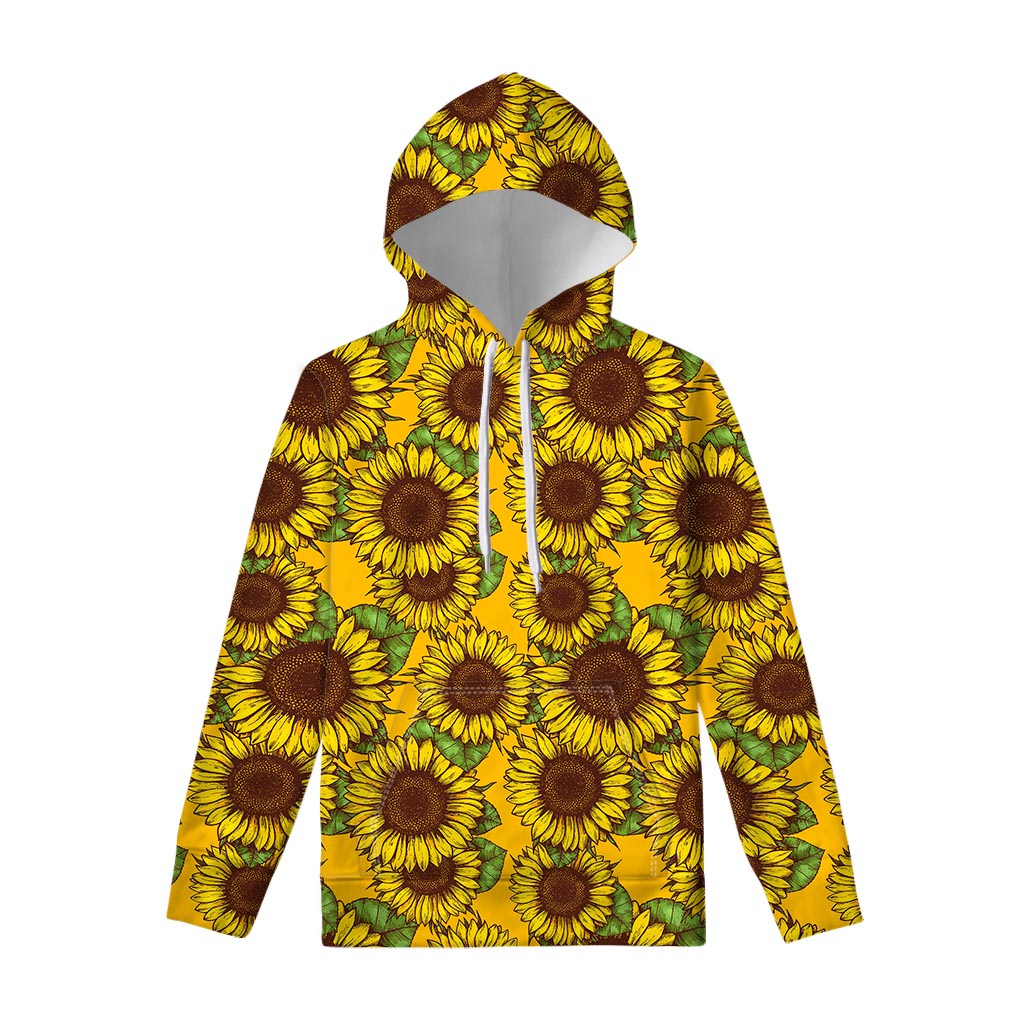 Classic Vintage Sunflower Pattern Print Pullover Hoodie