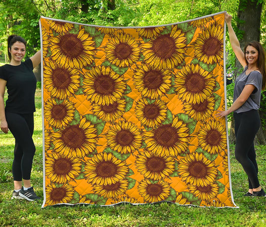 Classic Vintage Sunflower Pattern Print Quilt