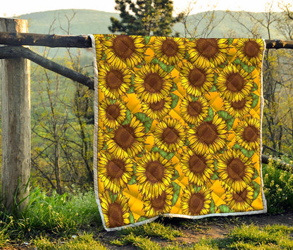 Classic Vintage Sunflower Pattern Print Quilt