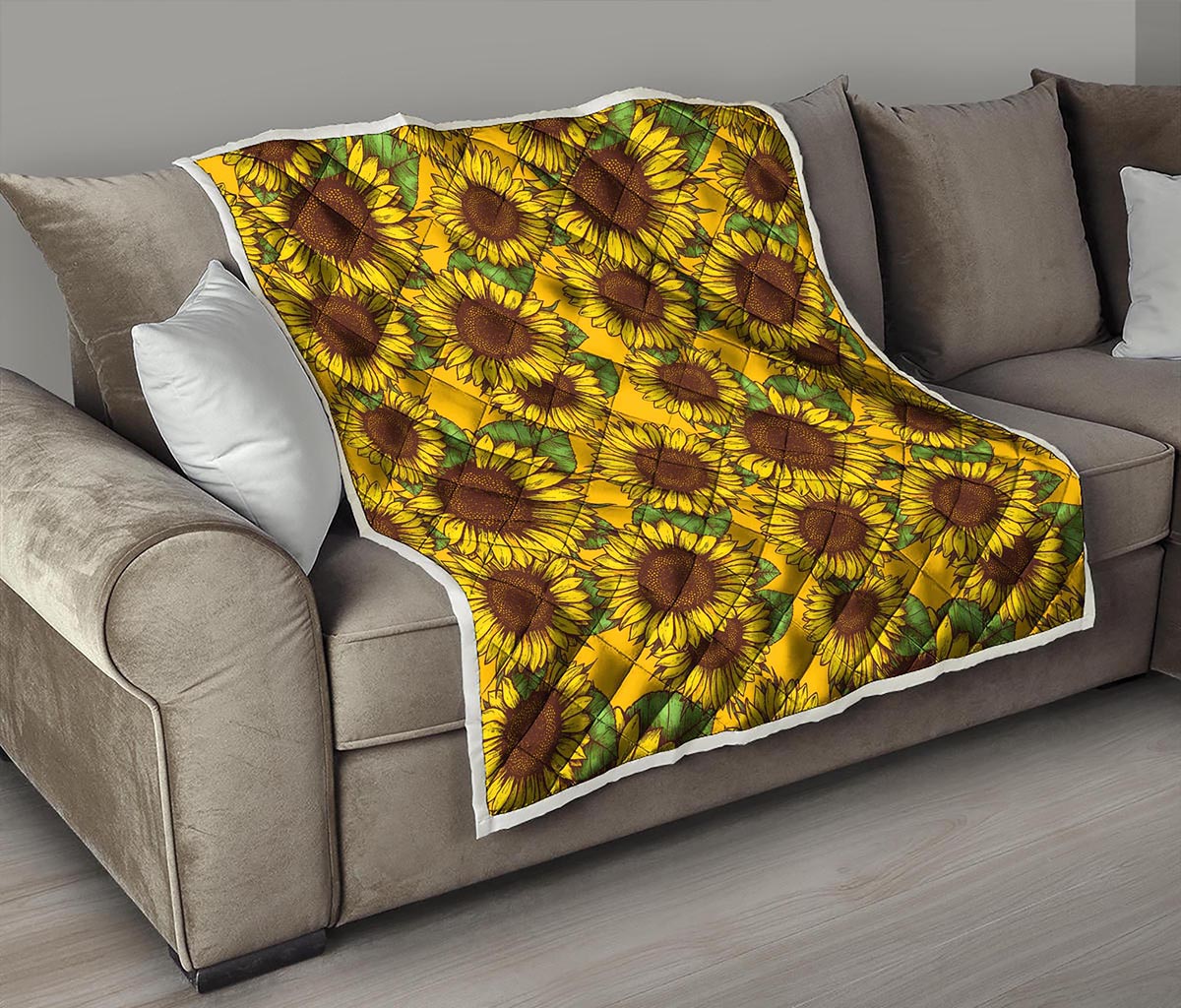 Classic Vintage Sunflower Pattern Print Quilt