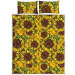 Classic Vintage Sunflower Pattern Print Quilt Bed Set