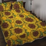 Classic Vintage Sunflower Pattern Print Quilt Bed Set