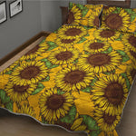 Classic Vintage Sunflower Pattern Print Quilt Bed Set