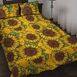 Classic Vintage Sunflower Pattern Print Quilt Bed Set