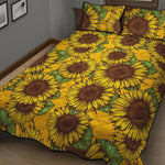 Classic Vintage Sunflower Pattern Print Quilt Bed Set