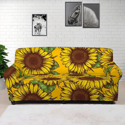 Classic Vintage Sunflower Pattern Print Sofa Cover