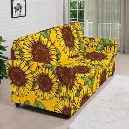 Classic Vintage Sunflower Pattern Print Sofa Cover