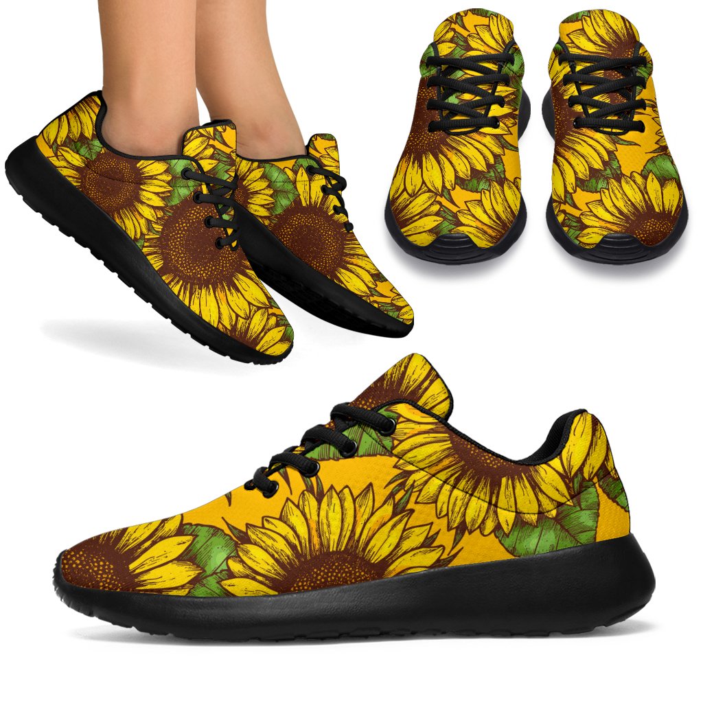 Classic Vintage Sunflower Pattern Print Sport Shoes GearFrost