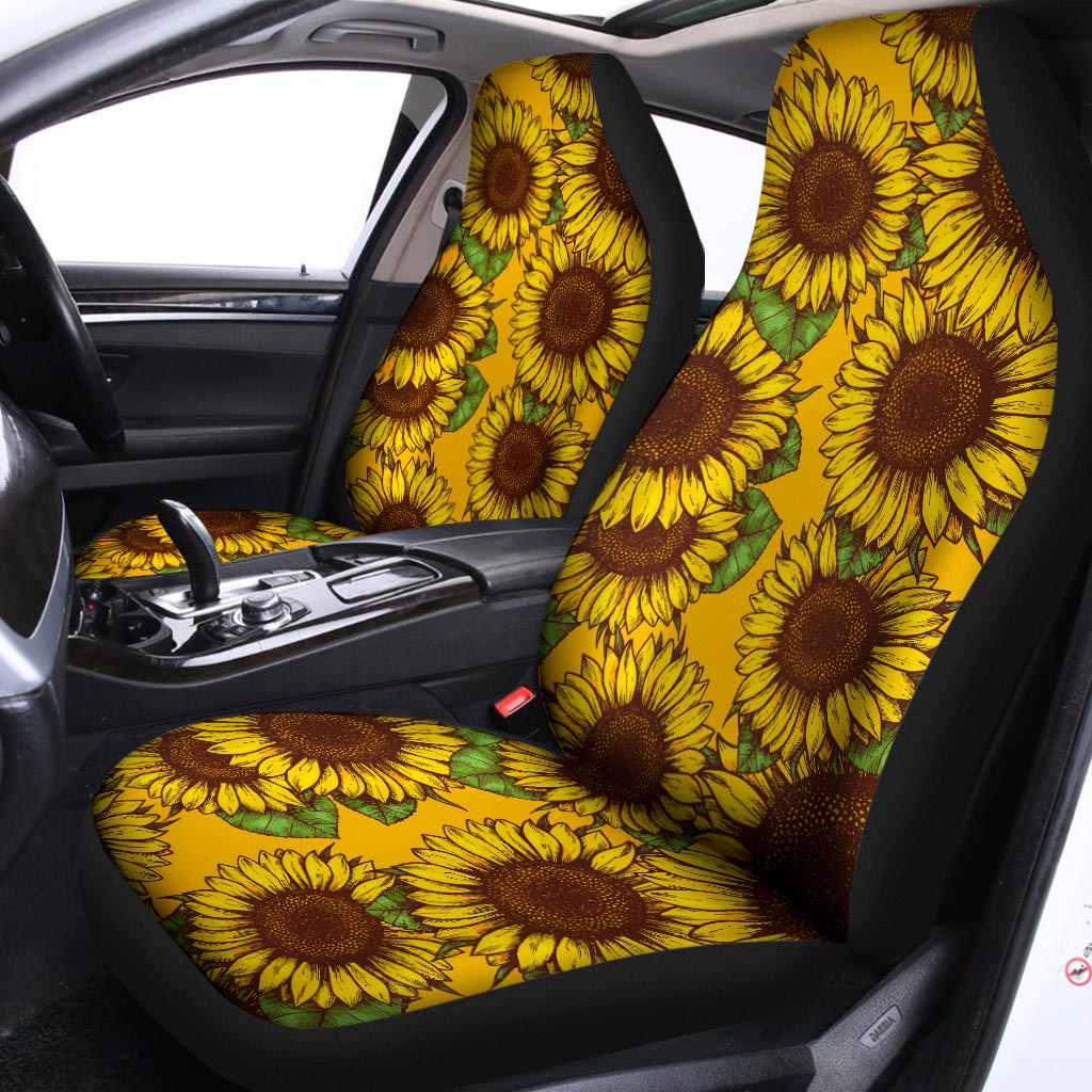 Classic Vintage Sunflower Pattern Print Universal Fit Car Seat Covers