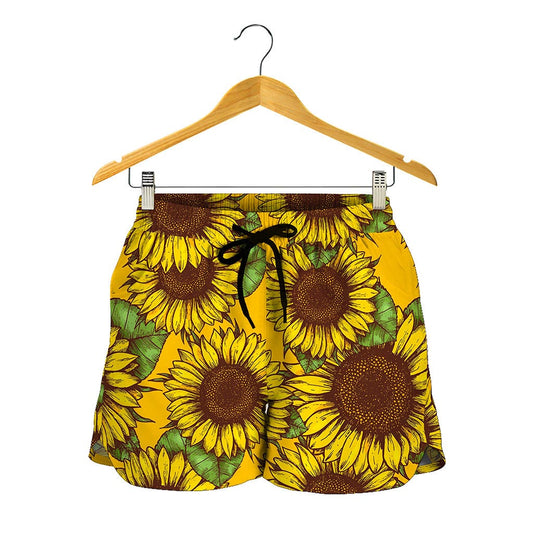 Classic Vintage Sunflower Pattern Print Women's Shorts