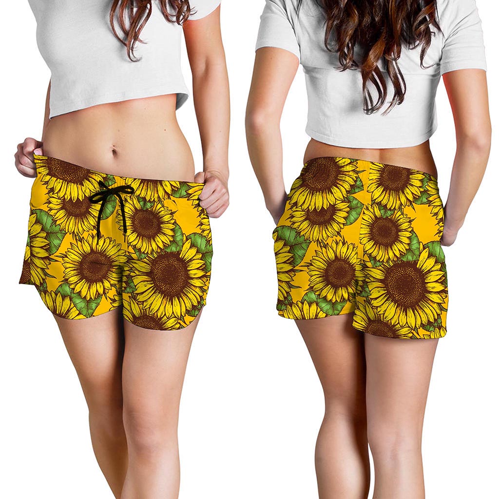 Classic Vintage Sunflower Pattern Print Women's Shorts