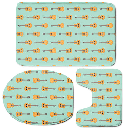 Classical Guitar Pattern Print 3 Piece Bath Mat Set