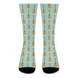 Classical Guitar Pattern Print Crew Socks