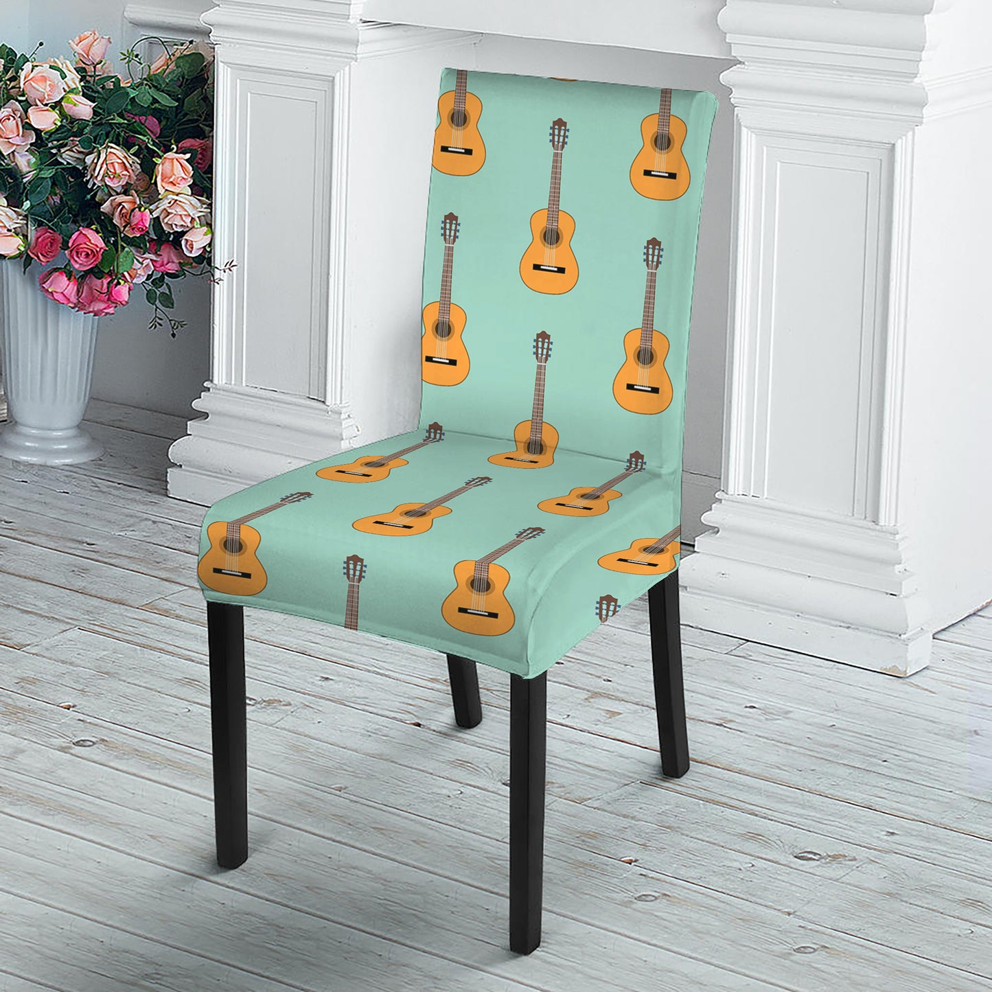Classical Guitar Pattern Print Dining Chair Slipcover