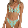 Classical Guitar Pattern Print Front Bow Tie Bikini