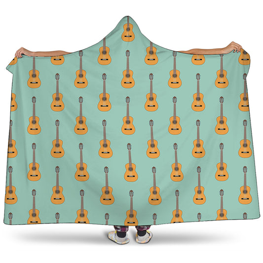 Classical Guitar Pattern Print Hooded Blanket