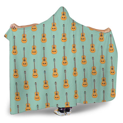 Classical Guitar Pattern Print Hooded Blanket