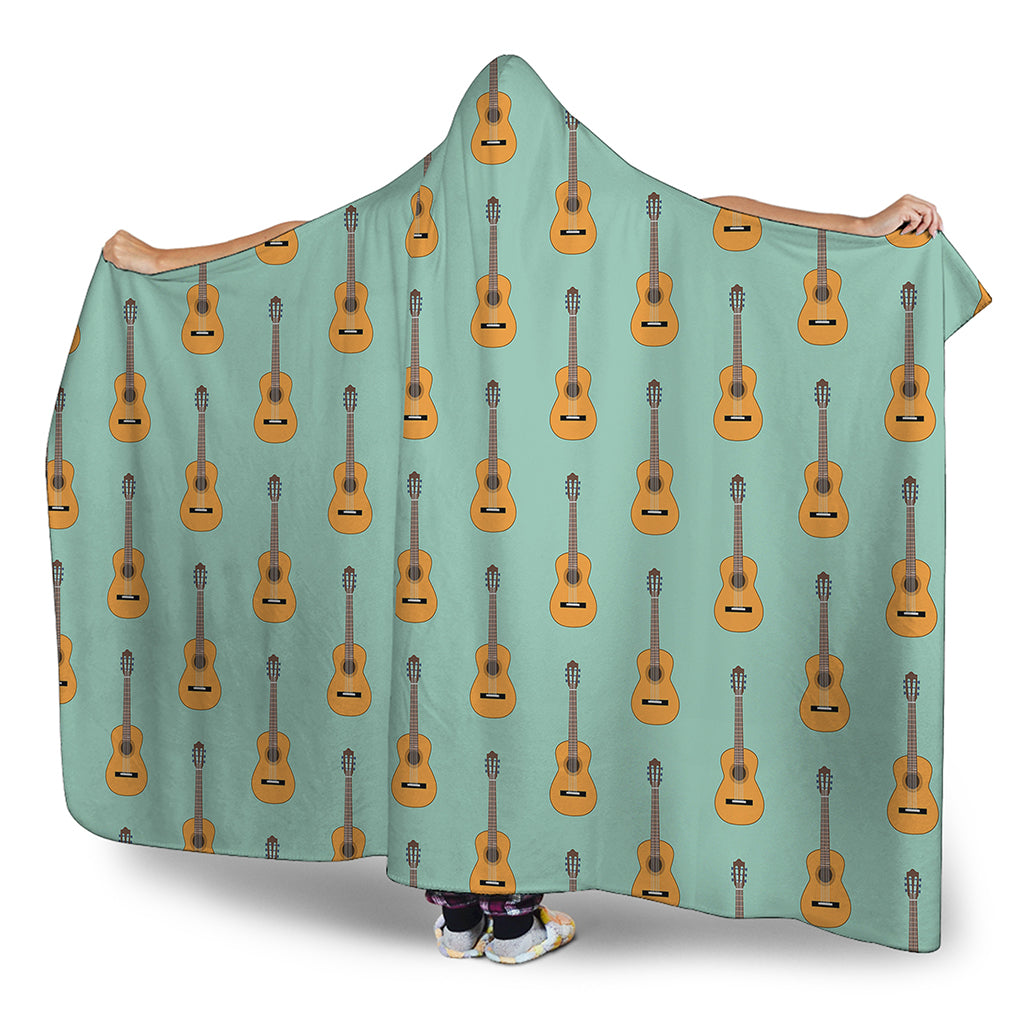 Classical Guitar Pattern Print Hooded Blanket