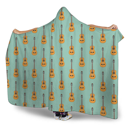 Classical Guitar Pattern Print Hooded Blanket