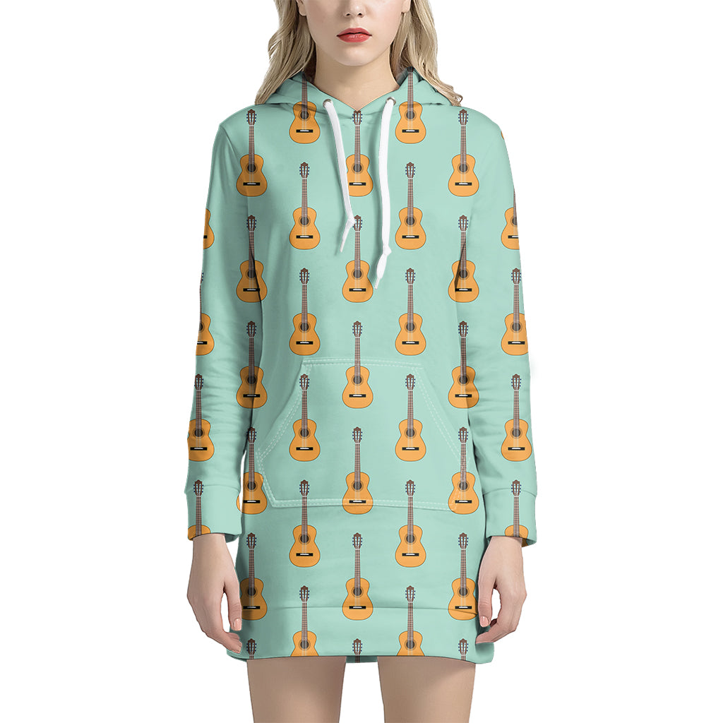 Classical Guitar Pattern Print Hoodie Dress