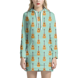 Classical Guitar Pattern Print Hoodie Dress