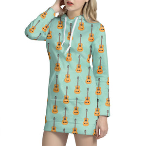 Classical Guitar Pattern Print Hoodie Dress