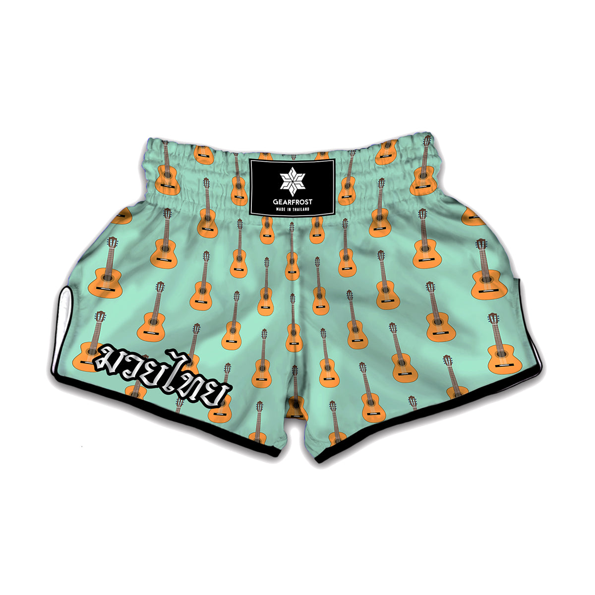 Classical Guitar Pattern Print Muay Thai Boxing Shorts