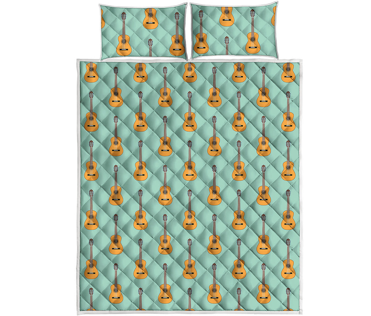 Classical Guitar Pattern Print Quilt Bed Set
