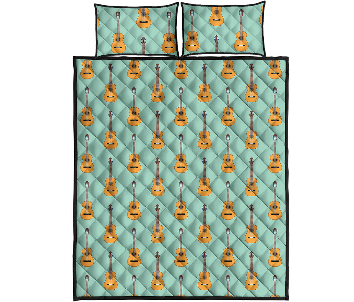 Classical Guitar Pattern Print Quilt Bed Set