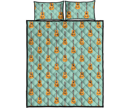 Classical Guitar Pattern Print Quilt Bed Set