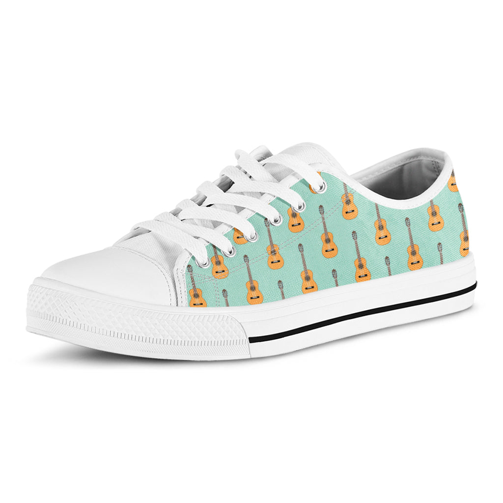 Classical Guitar Pattern Print White Low Top Shoes