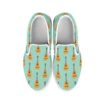 Classical Guitar Pattern Print White Slip On Shoes