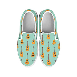 Classical Guitar Pattern Print White Slip On Shoes