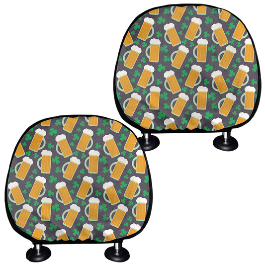 Clover And Beer St. Patrick's Day Print Car Headrest Covers