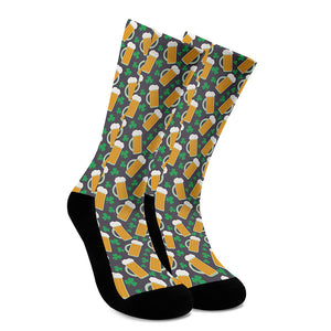 Clover And Beer St. Patrick's Day Print Crew Socks