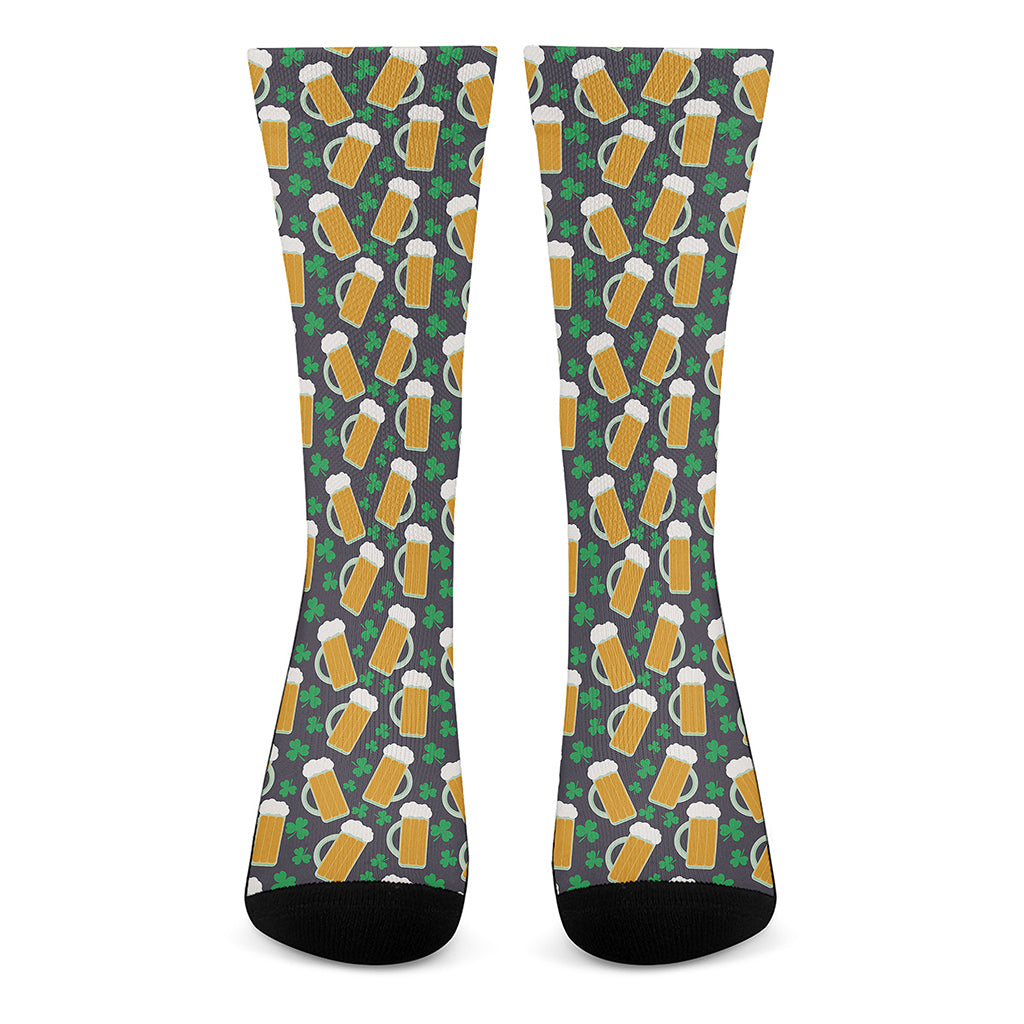 Clover And Beer St. Patrick's Day Print Crew Socks