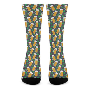 Clover And Beer St. Patrick's Day Print Crew Socks