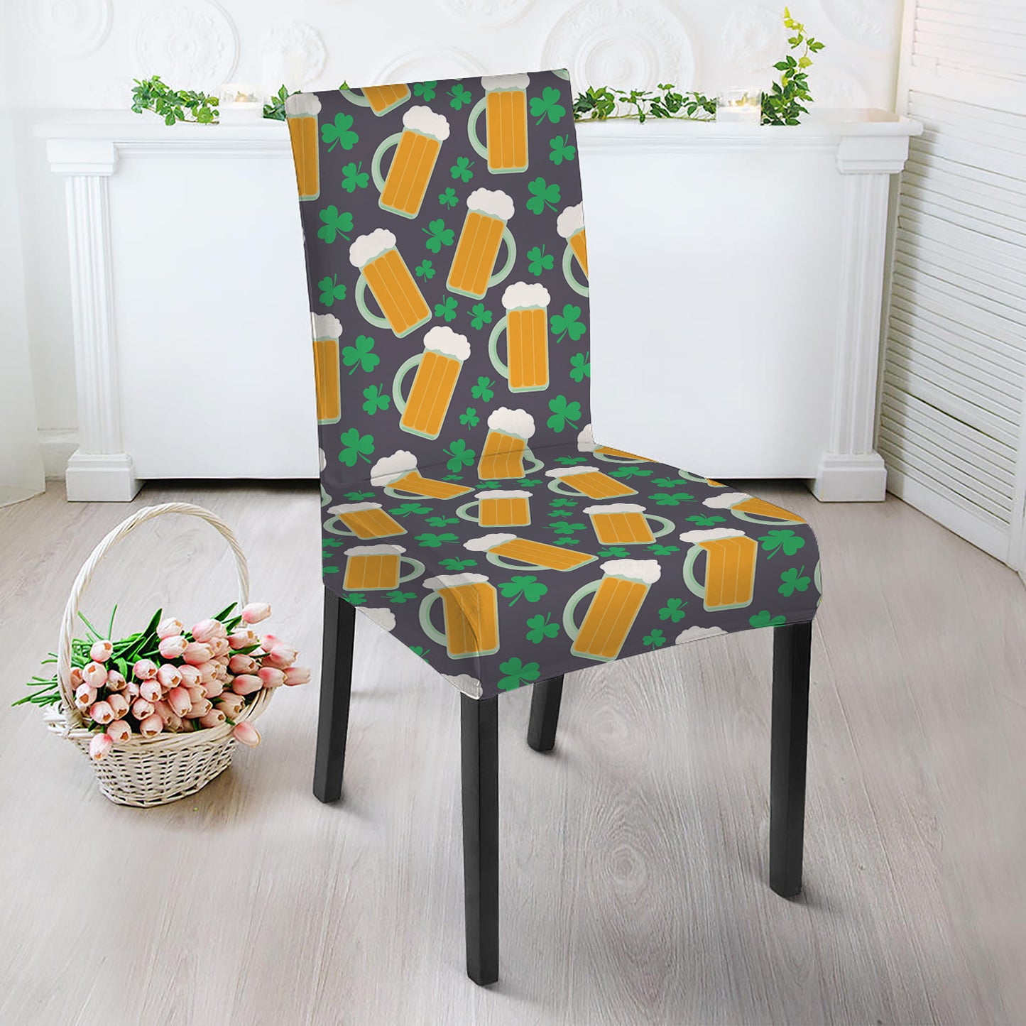 Clover And Beer St. Patrick's Day Print Dining Chair Slipcover