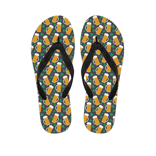 Clover And Beer St. Patrick's Day Print Flip Flops