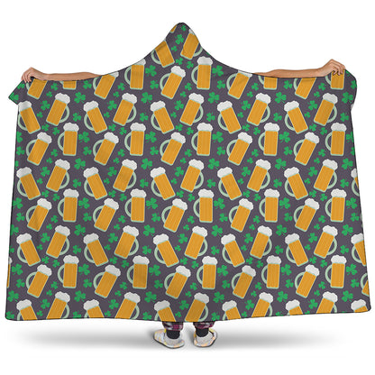 Clover And Beer St. Patrick's Day Print Hooded Blanket
