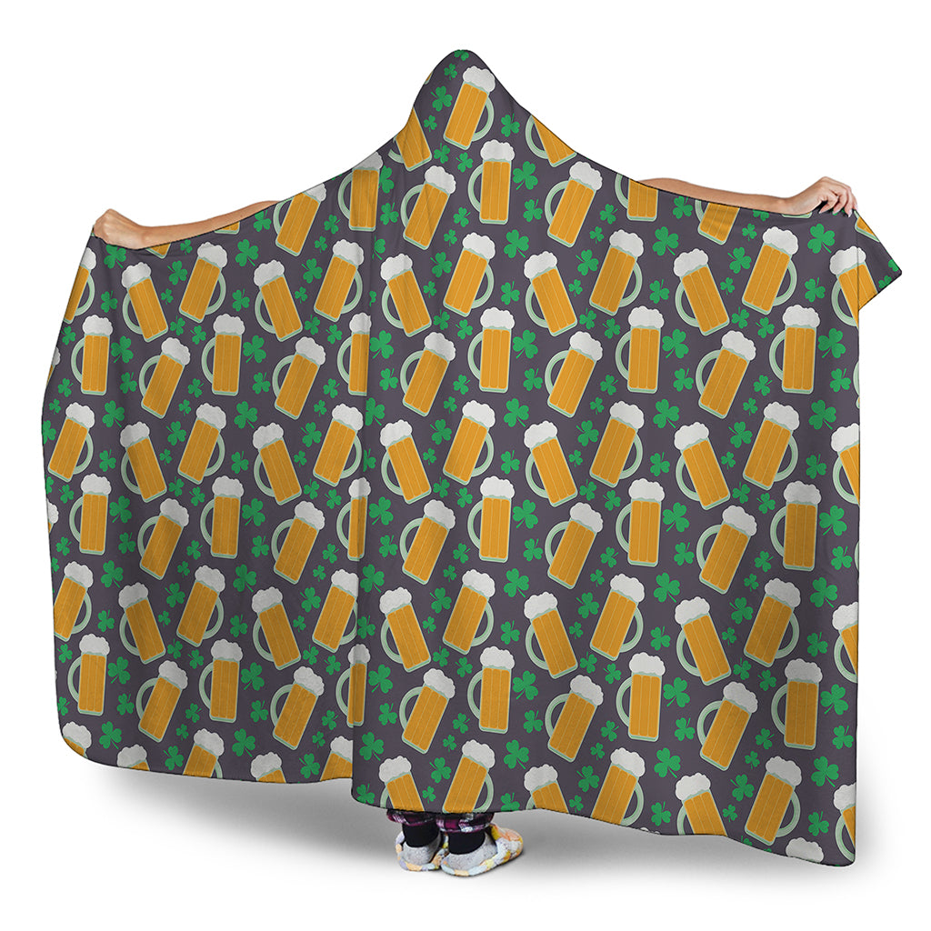 Clover And Beer St. Patrick's Day Print Hooded Blanket