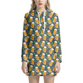 Clover And Beer St. Patrick's Day Print Pullover Hoodie Dress