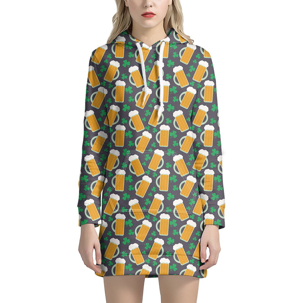 Clover And Beer St. Patrick's Day Print Hoodie Dress