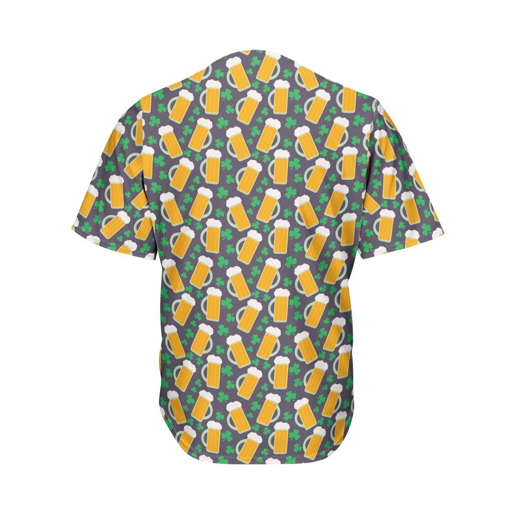 Clover And Beer St. Patrick's Day Print Men's Baseball Jersey