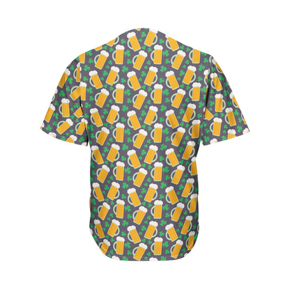 Clover And Beer St. Patrick's Day Print Men's Baseball Jersey