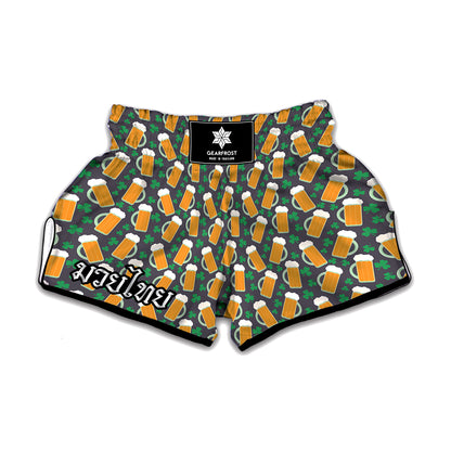 Clover And Beer St. Patrick's Day Print Muay Thai Boxing Shorts