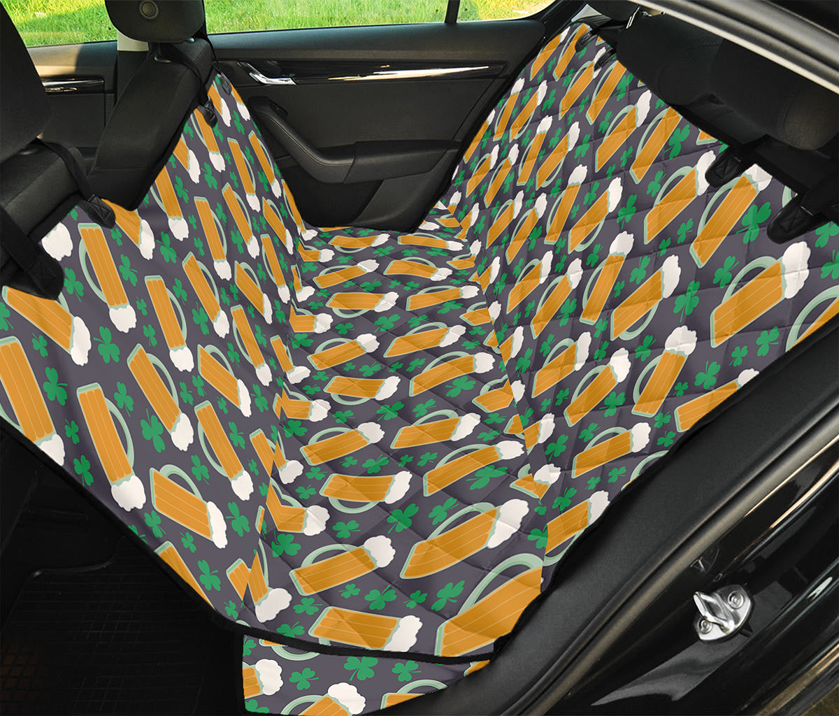 Clover And Beer St. Patrick's Day Print Pet Car Back Seat Cover