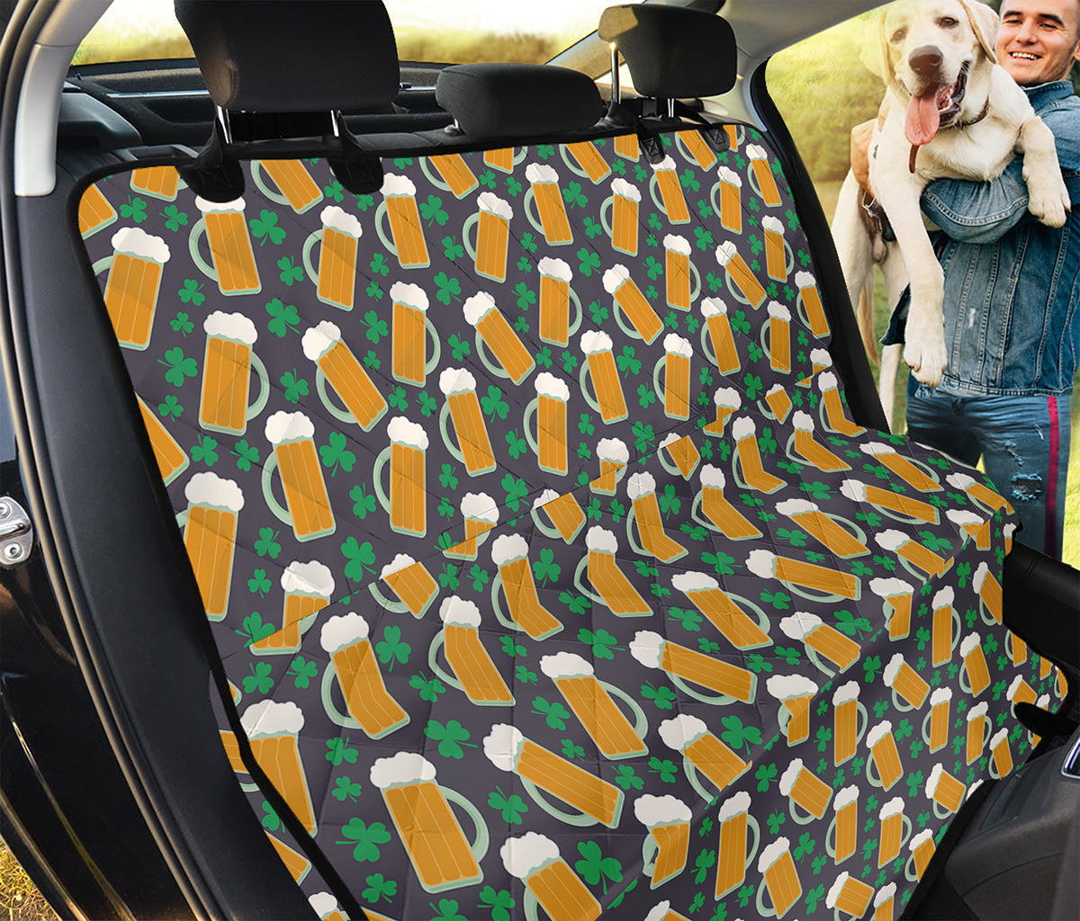Clover And Beer St. Patrick's Day Print Pet Car Back Seat Cover