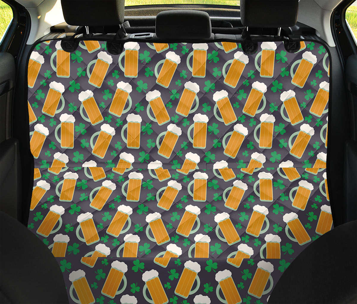 Clover And Beer St. Patrick's Day Print Pet Car Back Seat Cover